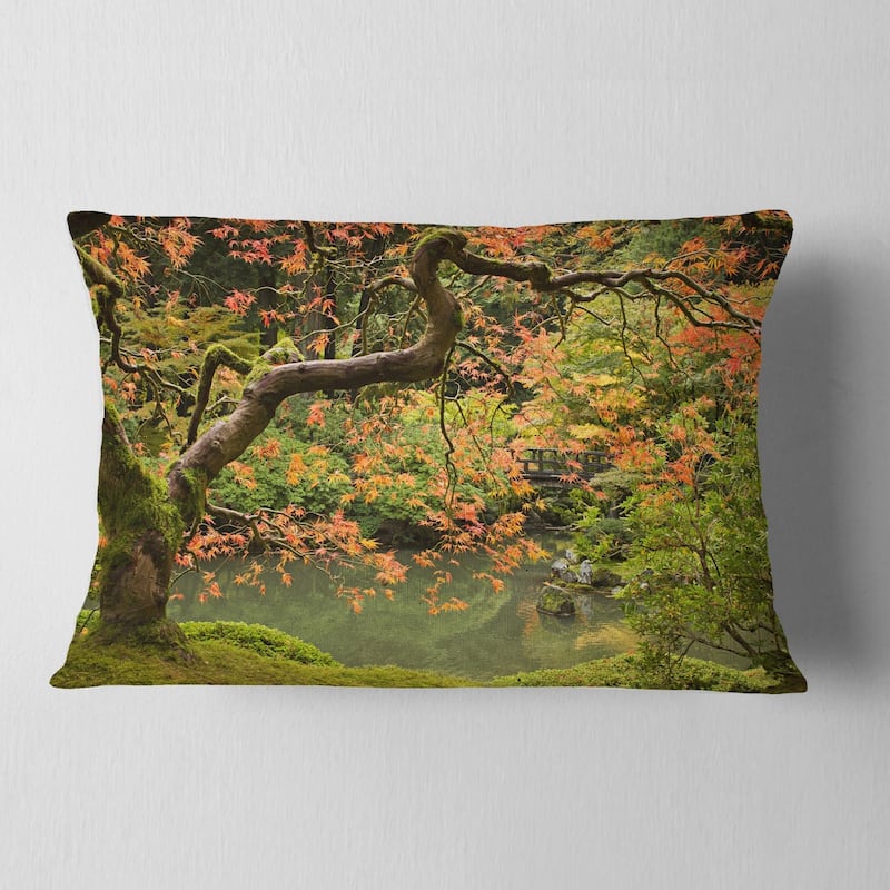 Designart 'Japanese Garden Fall Season' Landscape Printed Throw Pillow