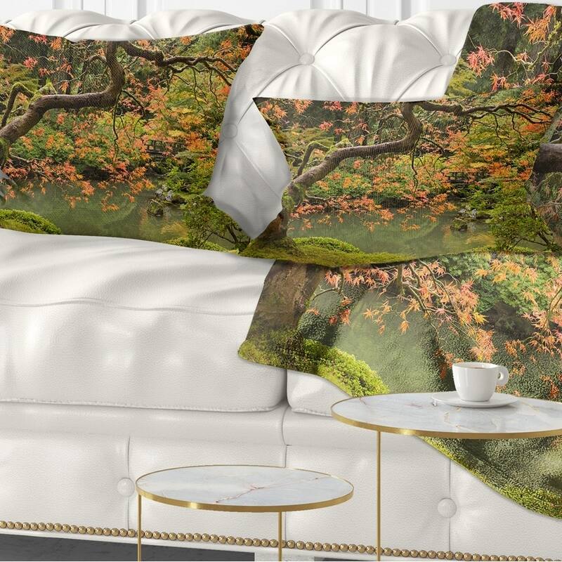 Designart 'Japanese Garden Fall Season' Landscape Printed Throw Pillow - Rectangle - 12 in. x 20 in. - Medium