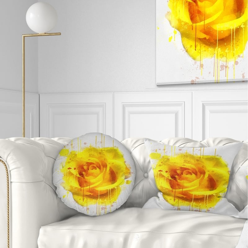 Designart 'Beautiful Rose in Yellow Watercolor' Floral Throw Pillow - Rectangle - 12 in. x 20 in. - Medium