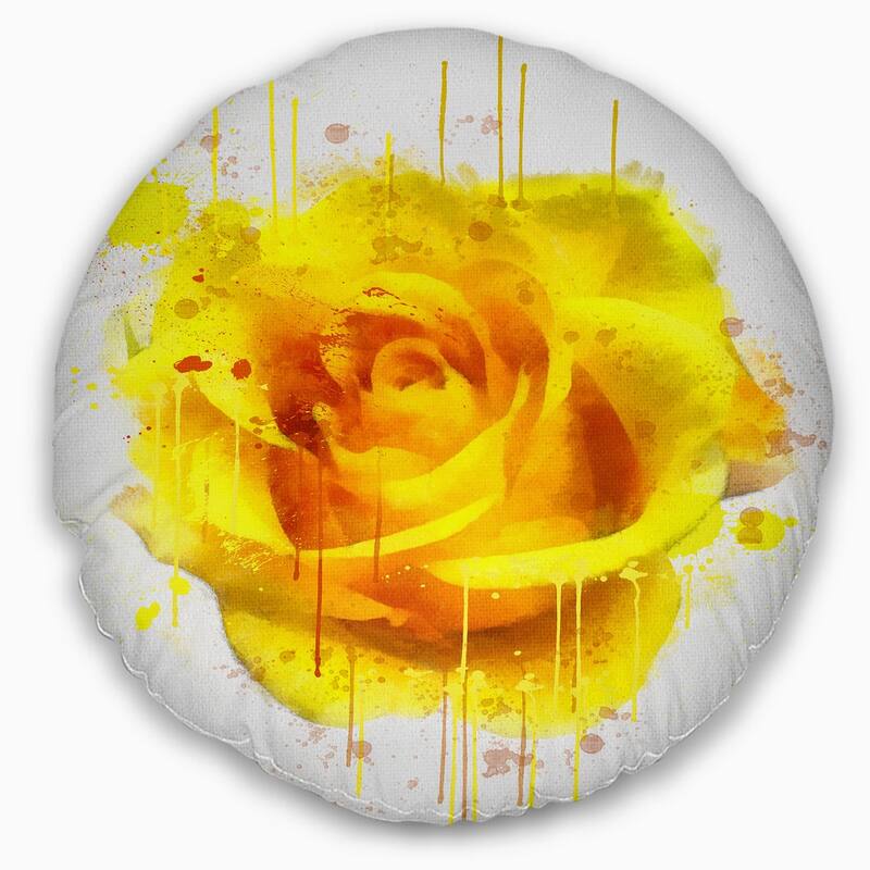Designart 'Beautiful Rose in Yellow Watercolor' Floral Throw Pillow