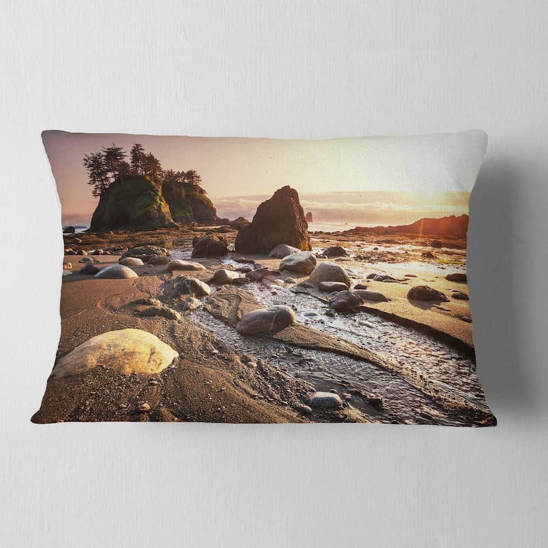 Designart 'Olympic National Park Coast' Seashore Throw Pillow