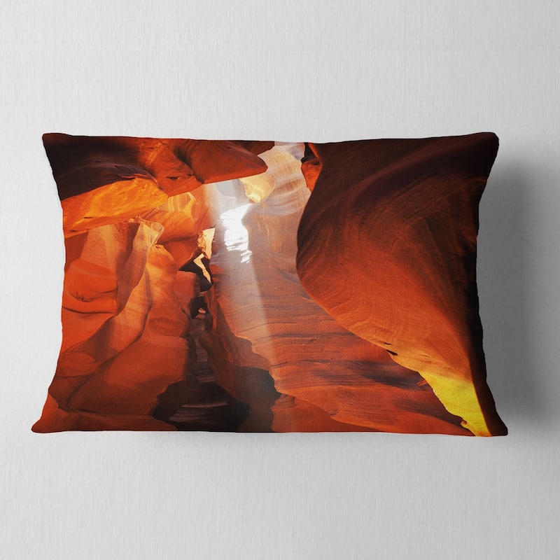 Designart 'Antelope Canyon in Sunlight Rays' African Landscape Printed Throw Pillow