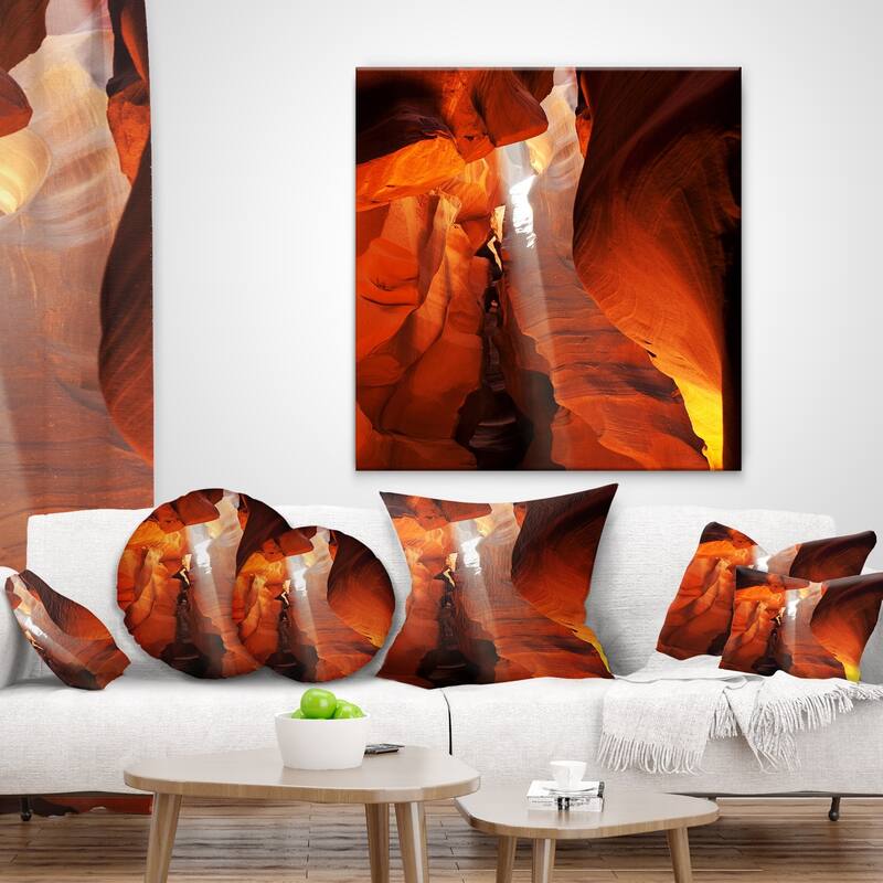 Designart 'Antelope Canyon in Sunlight Rays' African Landscape Printed Throw Pillow