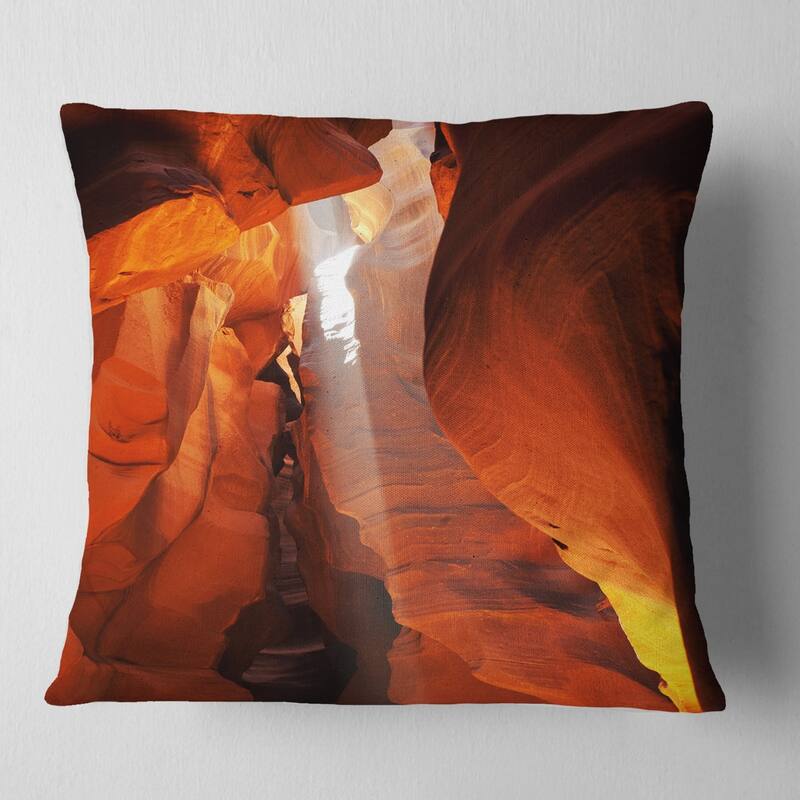 Designart 'Antelope Canyon in Sunlight Rays' African Landscape Printed Throw Pillow