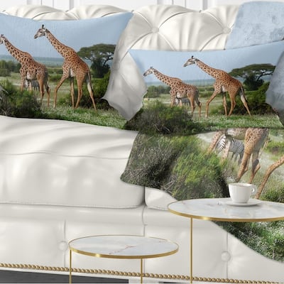 Designart 'Two Giraffes in African Savannah' African Throw Pillow