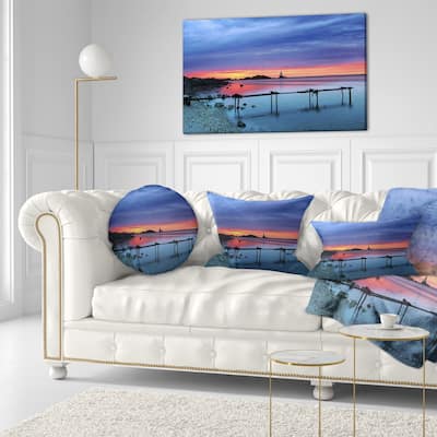 Designart 'Blue Sky and Waters Panorama' Modern Seashore Throw Pillow