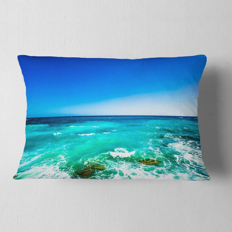 Designart 'Seashore with Clear Water and Sky' Modern Seashore Throw Pillow