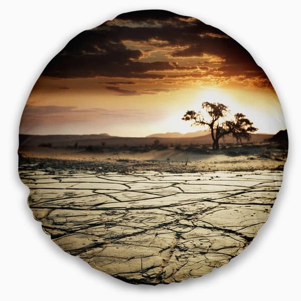 Designart Desert Gopi Cracked Drought Land African Landscape Printed Throw Pillow On Sale Overstock 20950136