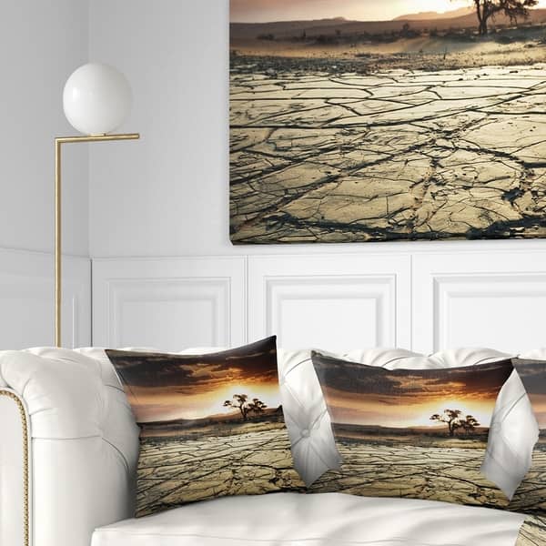 Designart Desert Gopi Cracked Drought Land African Landscape Printed Throw Pillow On Sale Overstock 20950136