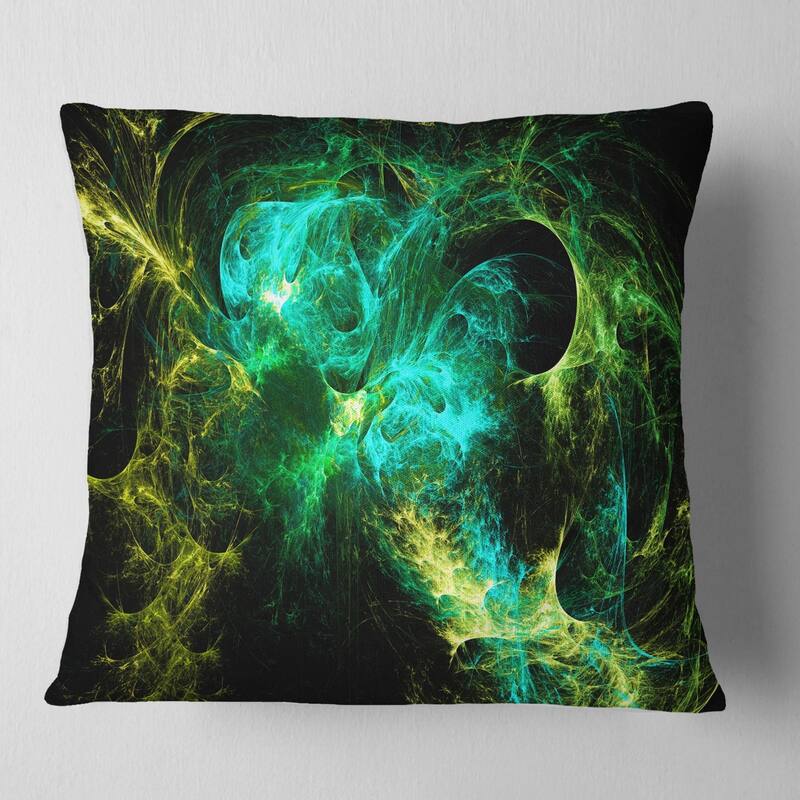 Designart 'Wings of Angels Green in Black' Abstract Throw Pillow