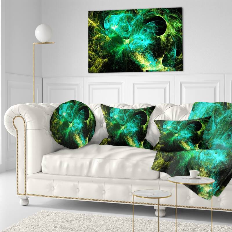 Designart 'Wings of Angels Green in Black' Abstract Throw Pillow
