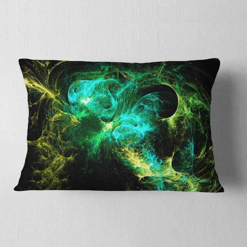 Designart 'Wings of Angels Green in Black' Abstract Throw Pillow