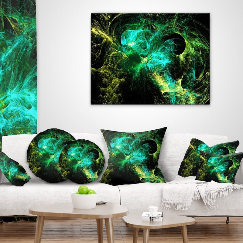 Designart 'Wings of Angels Green in Black' Abstract Throw Pillow