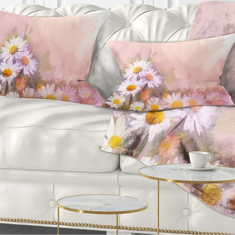 Designart 'Gerbera Flowers on Soft Color Back' Floral Throw Pillow - Rectangle - 12 in. x 20 in. - Medium