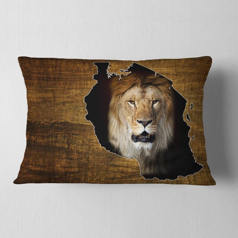 Designart 'Tanzania Wildlife Map Design' Abstract Throw Pillow