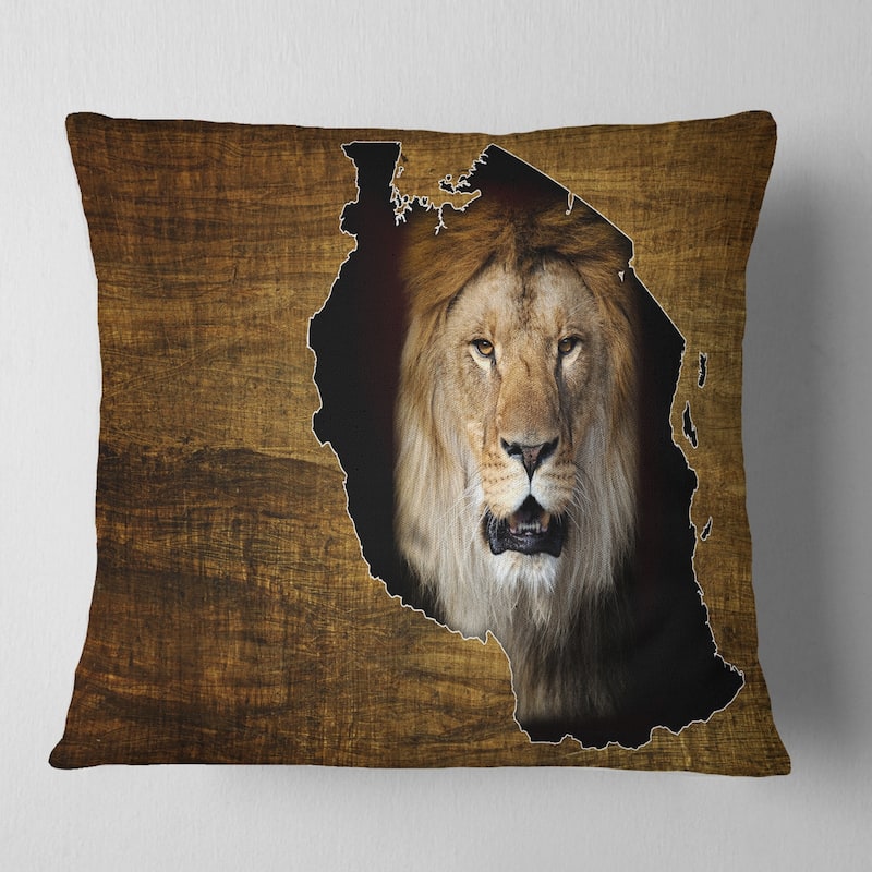 Designart 'Tanzania Wildlife Map Design' Abstract Throw Pillow - Square - 26 in. x 26 in. - Large