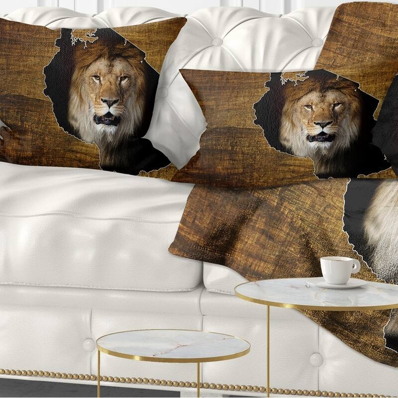 Designart 'Tanzania Wildlife Map Design' Abstract Throw Pillow - Rectangle - 12 in. x 20 in. - Medium