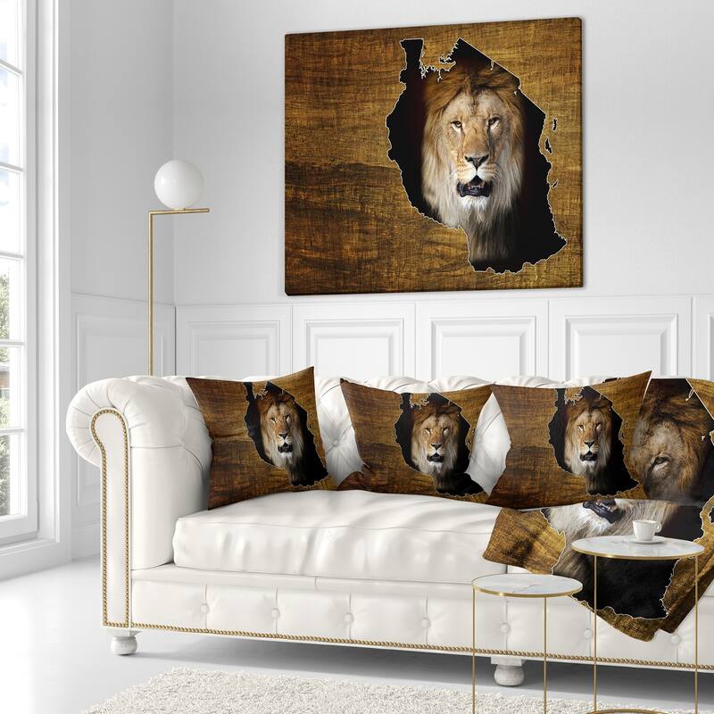 Designart 'Tanzania Wildlife Map Design' Abstract Throw Pillow