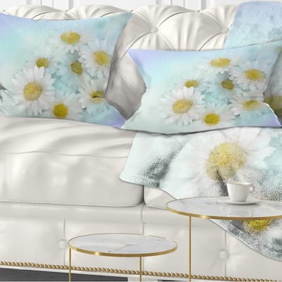 Designart 'White Gerbera Flowers on Light Blue' Floral Throw Pillow