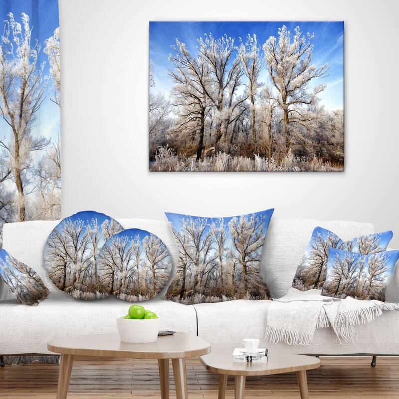 Designart 'Beautiful Winter Evening View' Landscape Printed Throw Pillow