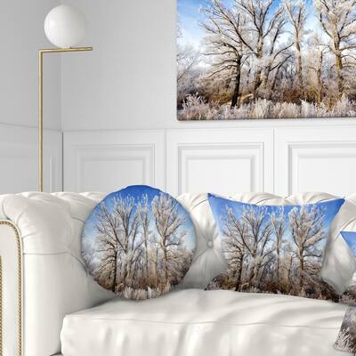 Designart 'Beautiful Winter Evening View' Landscape Printed Throw Pillow