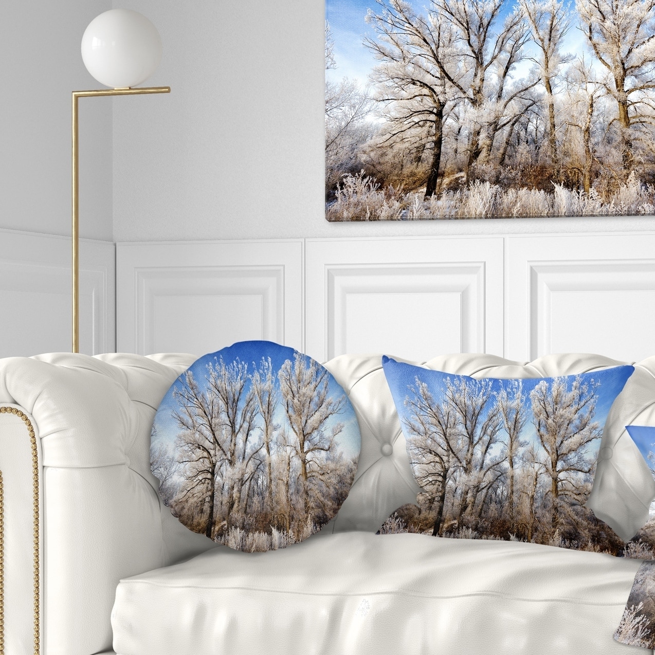 Designart 'Christmas Winter Happy Scene' Landscape Printed Throw Pillow -  Bed Bath & Beyond - 20890854