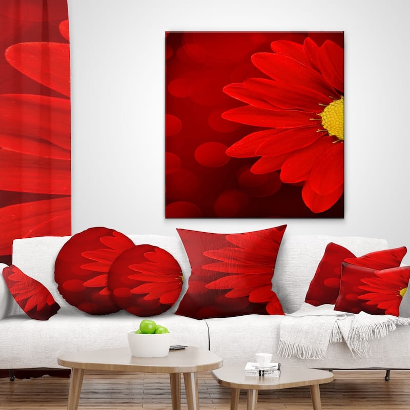 Designart 'Red Flower with Lit up Background' Floral Throw Pillow