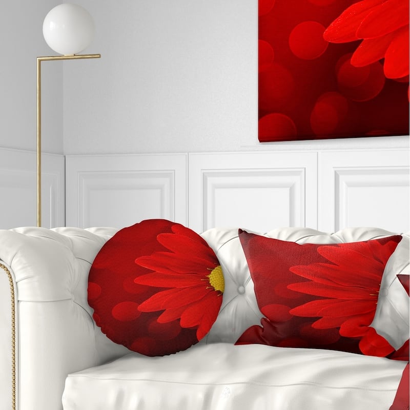 Designart 'Red Flower with Lit up Background' Floral Throw Pillow - Rectangle - 12 in. x 20 in. - Medium