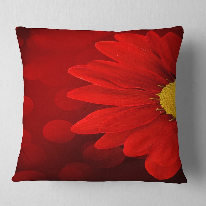 Designart 'Red Flower with Lit up Background' Floral Throw Pillow
