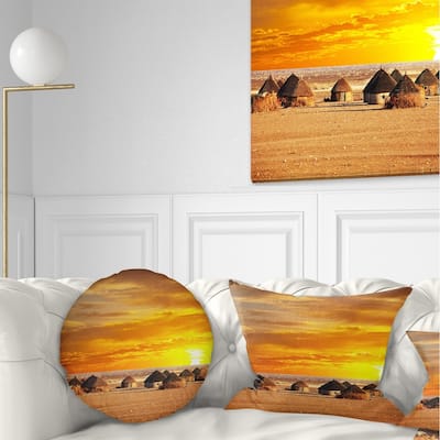 Designart 'Colorful African Village Huts View' Landscape Printed Throw Pillow