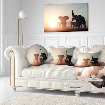 Designart 'Group of Elephants in the Wild' African Throw Pillow