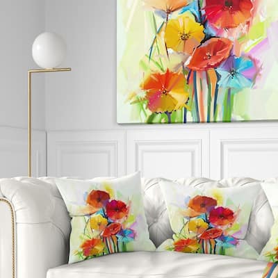 Designart 'Yellow and Red Gerbera Flowers' Floral Throw Pillow