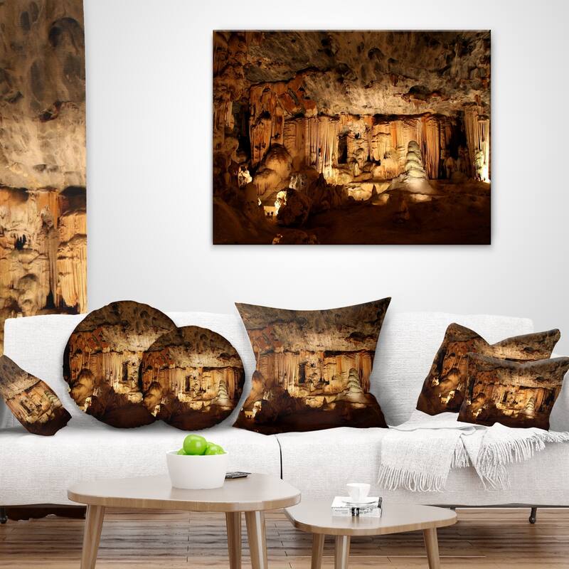 Designart 'Dark Cango Caves South Africa' African Landscape Printed Throw Pillow
