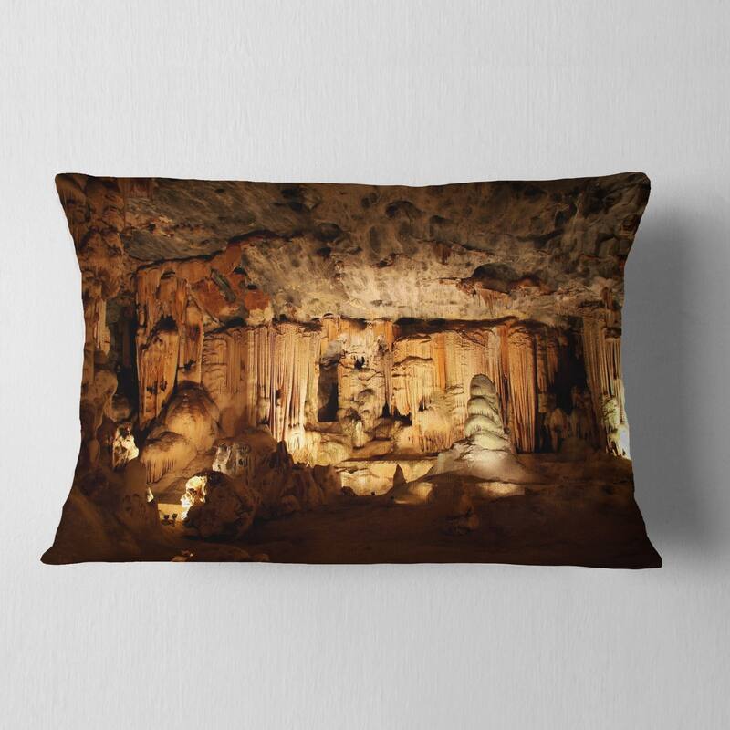 Designart 'Dark Cango Caves South Africa' African Landscape Printed Throw Pillow