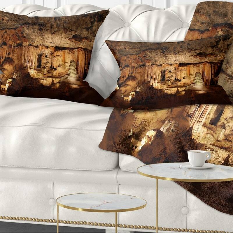 Designart 'Dark Cango Caves South Africa' African Landscape Printed Throw Pillow - Rectangle - 12 in. x 20 in. - Medium