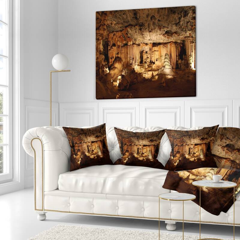 Designart 'Dark Cango Caves South Africa' African Landscape Printed Throw Pillow