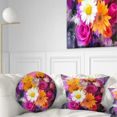 Designart 'Bouquet of Flowers Watercolor' Floral Throw Pillow