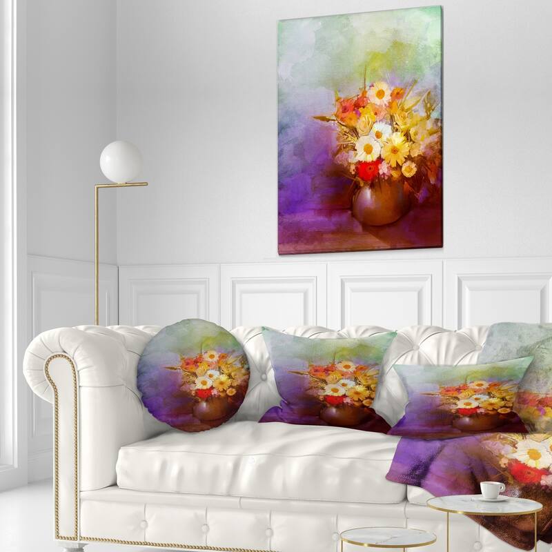 Designart 'Bouquet of Small Flowers Watercolor' Floral Throw Pillow