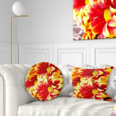 Designart 'Red Yellow Flower Background Photo' Floral Throw Pillow