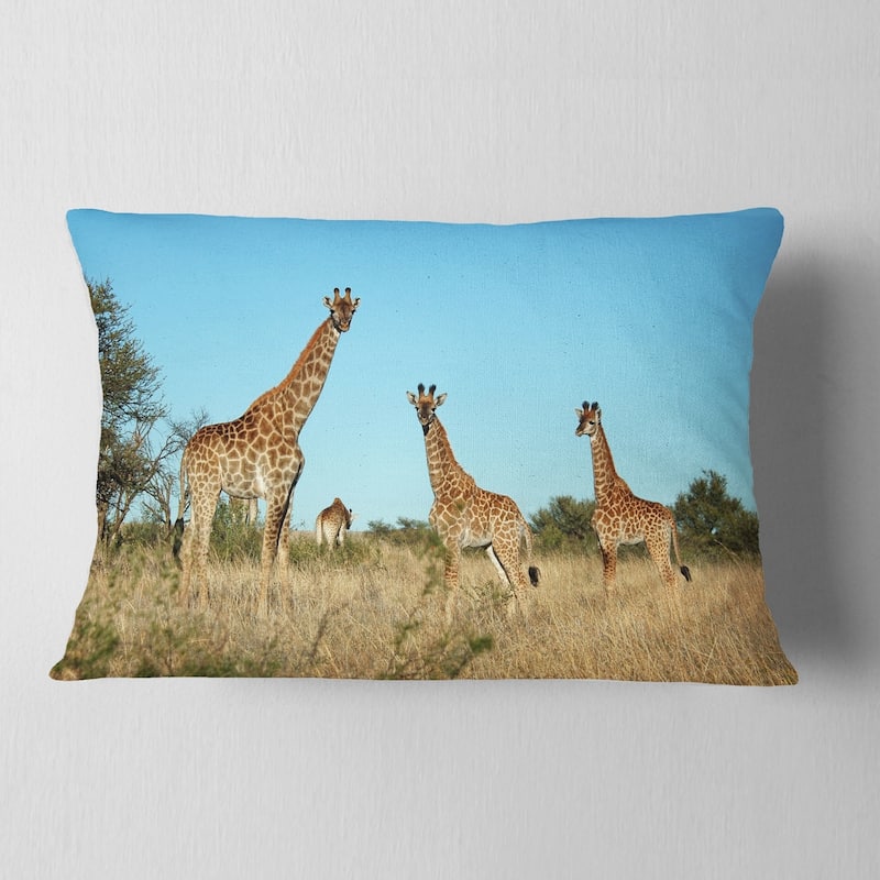Designart 'Giraffe Family in Africa' African Throw Pillow