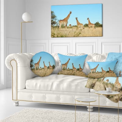 Designart 'Giraffe Family in Africa' African Throw Pillow