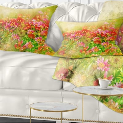 Designart 'Colorful Spring Garden with Flowers' Floral Throw Pillow