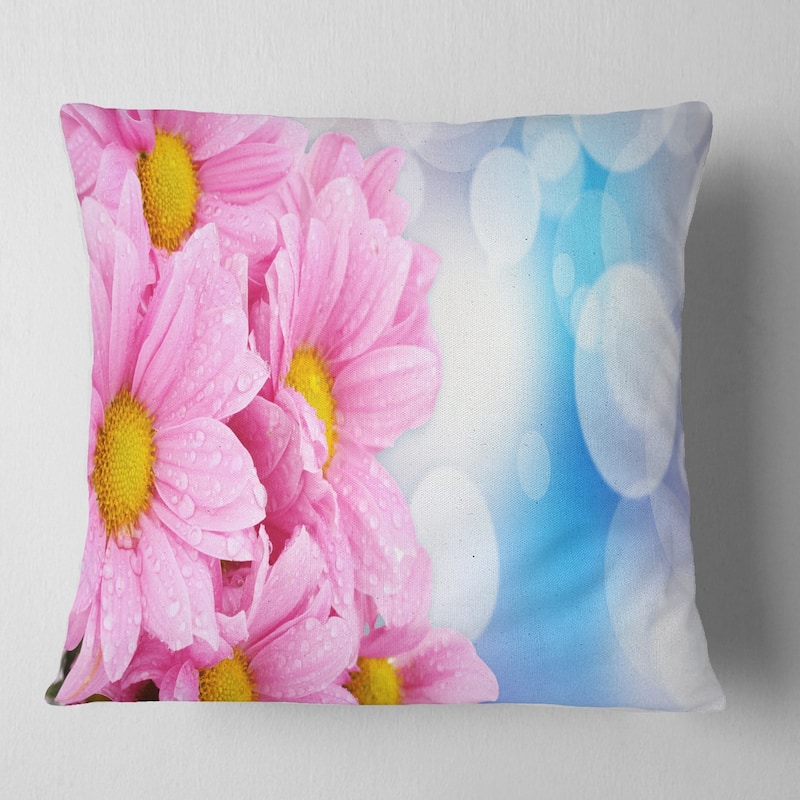 Designart 'Beautiful Pink Flower Bouquet' Floral Throw Pillow - Square - 18 in. x 18 in. - Medium