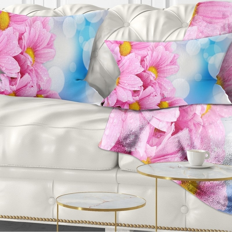 Designart 'Beautiful Pink Flower Bouquet' Floral Throw Pillow - Rectangle - 12 in. x 20 in. - Medium