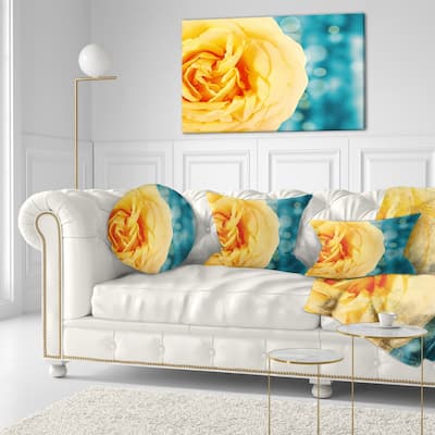 Designart 'Rose Flower with Lit up Background' Floral Throw Pillow
