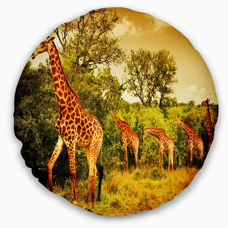 Designart 'South African Giraffes' African Throw Pillow
