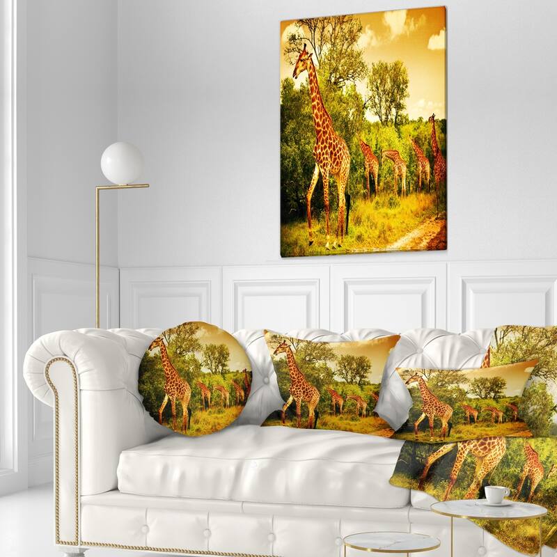 Designart 'South African Giraffes' African Throw Pillow
