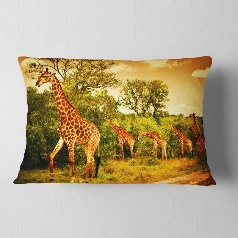 Designart 'South African Giraffes' African Throw Pillow