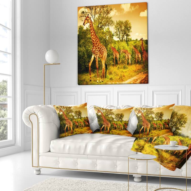 Designart 'South African Giraffes' African Throw Pillow