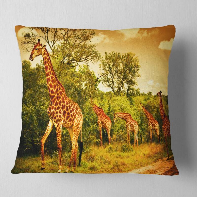 Designart 'South African Giraffes' African Throw Pillow